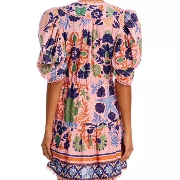 Farm Rio Pink Seashell Tapestry Cotton Mini Dress Size XS - Picture 2 of 13